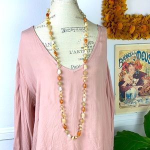 Boho Mixed Beads Chunky Bright Necklace 24" drop colorful